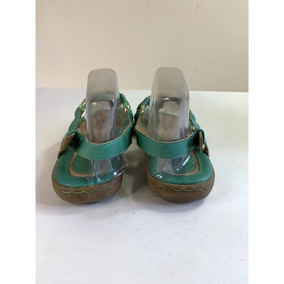 Women's T Strap Sandals Turquoise Gold Braided 7 M - Picture 7 of 10